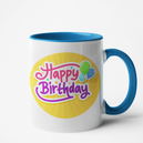 Mug bleu personnalisé Happy birthday