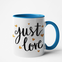 Mug bleu personnalisé Just Love