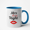 Mug bleu Personnalisé Mrs Right