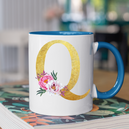Mug bleu Personnalisé avec la lettre Q