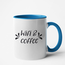 Mug bleu Personnalisé Wifi & coffee