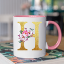 Mug rose Personnalisé avec la lettre H