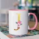 Mug rose Personnalisé avec la lettre J