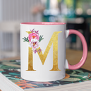 Mug rose Personnalisé avec la lettre M