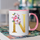 Mug rose Personnalisé avec la lettre N