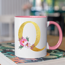Mug rose Personnalisé avec la lettre Q
