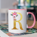 Mug rose Personnalisé avec la lettre R