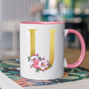 Mug rose Personnalisé avec la lettre U
