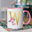 Mug rose Personnalisé avec la lettre W