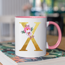 Mug rose Personnalisé avec la lettre X